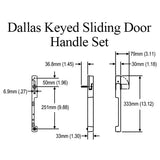 DALLAS KEYED SLIDING DOOR HANDLE SET, HLS9000 GEARS LH 1-3/4" PANEL - MATTE BLACK