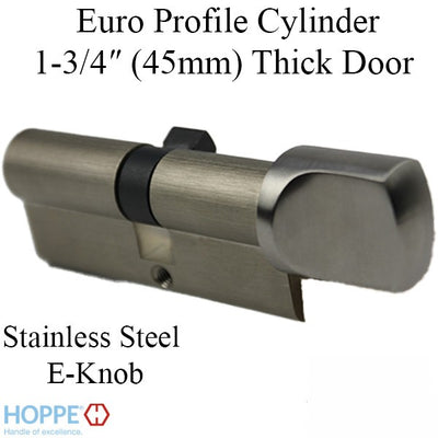 35.5/40.5 Hoppe 76mm Euro 90° Profile cylinder, small thumb turn - Stainless Steel , 11645556