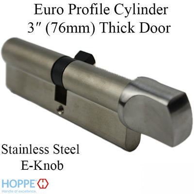 50.5/55.5 Hoppe 106mm Euro 90° Profile cylinder, small thumb turn - Stainless Steel , 11645568