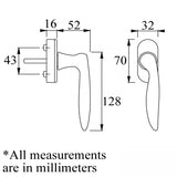 Toronto Handle for Tilt &amp; Turn Windows - Solid Brass - Resista Polished Brass, Right Hand