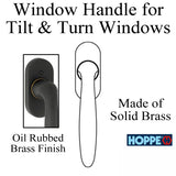 Verona Handle for Tilt & Turn Windows - Solid Brass - Oil Rubbed Brass
