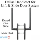 Dallas Handleset for Active Lift and Slide Door System, Keyed One Side - Matte Black