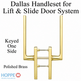 Dallas Handleset for Active Lift and Slide Door System, Keyed One Side - Polished Brass, 11937646