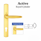 HOPPE Atlanta M1530/216N/KC Active Swing Door Handle Set with Keyed Cylinder – Polished Brass