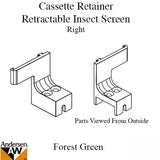 Cassette Retainer w/screws - Insect Screen Retractable - Right -for Andersen FGD - Forest Green