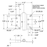 12500001L ROCKWELL M3 DUAL ADJUSTABLE LIFT OFF CONCEALED BALL BEARING HINGE IN BRASS FINISH