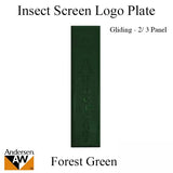 Andersen Perma-Shield Gliding Door Logo Plate w/ Screws, Plastic - Forest Green