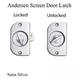 Andersen 2 Panel Patio Door Screen Latch / Lock - Satin Silver