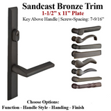 MULTIPOINT TRIM, 1-1/2 X 11 INCH, AMERICAN CYLINDER SANDCAST BRONZE HANDLESET, CHOOSE OPTIONS