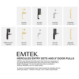Emtek 4219 Hercules Knurled Full Length Single Cylinder Entrance Handleset - Brass Tubular