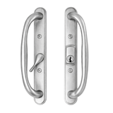 Amesbury Keyed Sliding Door Handle, Brushed Chrome