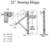Truth 13.45 Awning Window Hinge and Track, Pairs 22" - Stainless Steel
