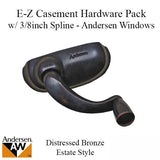 Estate Style Window Hardware Pack with 3/8 Inch Spline for E-Z Casement Windows - Distressed Bronze