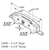 Sliding Patio Door Roller Two Wheels Flat Tab Tandem Rollers Steel Wheel Sliding Patio Door Roller