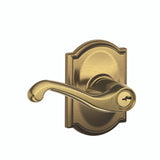 Schlage Residential F51A - Entry Lock - Flair Lever, C Keyway with 16211 Latch and 10063 Strike - Camelot Rose