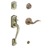Schlage Residential F62 Camelot with Accent Lever Double Cylinder Handleset - Entrance Lock Interior & Exterior