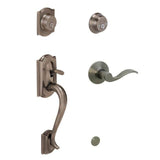 Schlage Residential F62 Camelot with Accent Lever Double Cylinder Handleset - Entrance Lock Interior & Exterior