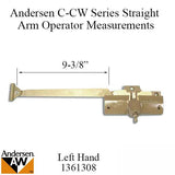 Andersen Window Straight Arm Operator Left Hand 9-3/8 Inch Stone