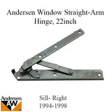 Hinge, Sill, Right 22 Inch Standard Andersen Casement Enhanced