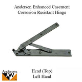 Andersen 22 Inch Enhanced Casement Corrosion Resistant Straight Arm Head Hinge, Left