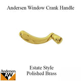 Andersen Window Improved/E-Z Casement Crank/Handle - Estate Style - Polished Brass