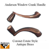 Andersen Enhanced Casement Window Crank/Handle - Coronet Estate Style - Antique Brass