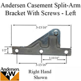 Andersen Perma-Shield Casement Windows - Split Arm Bracket w/screws - Corrosion Resistant - Left