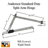 Andersen Standard Duty Split Arm Right Handed Sill Hinge, 1995-1998