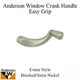 Andersen Perma-Shield Casement Window Crank/Handle - Easy Grip - Estate Style - Brushed/Satin Nickel