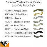 Andersen Perma-Shield Casement Window Crank/Handle - Easy Grip - Estate Style - Brushed/Satin Nickel