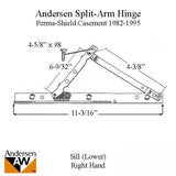 Discontinued - Andersen Perma-Shield Right Hand Split Arm Sill Hinge 1982-1995