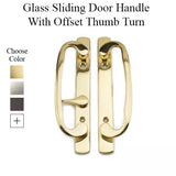 Legacy Glass Sliding Door Handle, Offset Thumb Turn - Choose Color