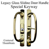 Legacy Glass Sliding Door Handle, Keyed with Centered Thumbturn