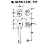 Winslow Active Keyed Multipoint Lock Trim Wave Lever Schlage 5 Pin Keyway