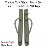 Marvin Sliding Door Narrow Handle Set, Active, NO Key with Thumbturn, New Style - Satin Taupe