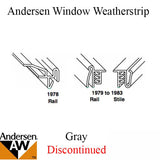 Andersen Window Weatherstrip Bulb/Stile/Left and Right, PSC Casement Stile 6\' - Gray