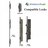 Modern Contemporary Inline Sliding Patio Door Handle Set Active Non-Keyed with Interior Thumbturn