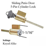 5 Pin Lock Cylinder Schlage American Lock Cylinder Fits Sliding Door Keyed Alike