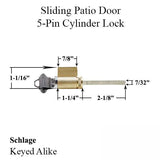 5 Pin Lock Cylinder Schlage American Lock Cylinder Fits Sliding Door Keyed Alike