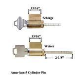 American Keyed Lock Cylinder 1-1/16 Inch X 2-1/8- Keyed Different