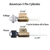 American Cylinder Lock, Weiser Wr, 5 Pin Tumbler 5 Pin Tumbler - Keyed Alike