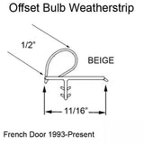 Marvin Clad inswing wood door jamb weatherstrip V796 Bulb, Frame 79.37" - Beige