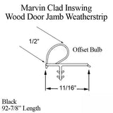 Marvin Clad inswing wood door jamb weatherstrip V796 Bulb, Frame 92-7/8" - Black