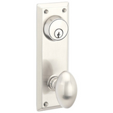 Emtek 8080 Quincy 3-5/8" C-to-C Keyed Sideplate Lockset, Passage/Single Keyed - Brass Tubular