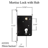 Mortise Lock With 2 Inch Hub For Sliding Doors Satin Chrome Mortise Lock - 15351