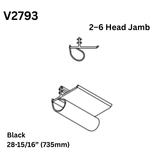 Marvin V2793 Frame Weather Strip with 28-15/16” (735mm) Length for 2–6(30") Doors – Black – Head Jamb Replacement Seal