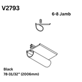 Marvin V2793 Frame Weather Strip with 78-31/32” (2006mm)  Length for 6–8 Doors – Black – Jamb Replacement Seal