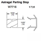 Marvin V735 Parting Stop Weather Strip for Stationary Jamb, 75" - Beige