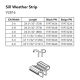 Marvin V2816 Sill Weather Strip with Length 28-21/32” (728mm) for 2-6(30") Doors - Black & Beige