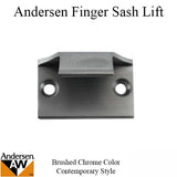 Andersen Contemporary Finger Sash Lifts / Pulls, Metal - Brushed Chrome